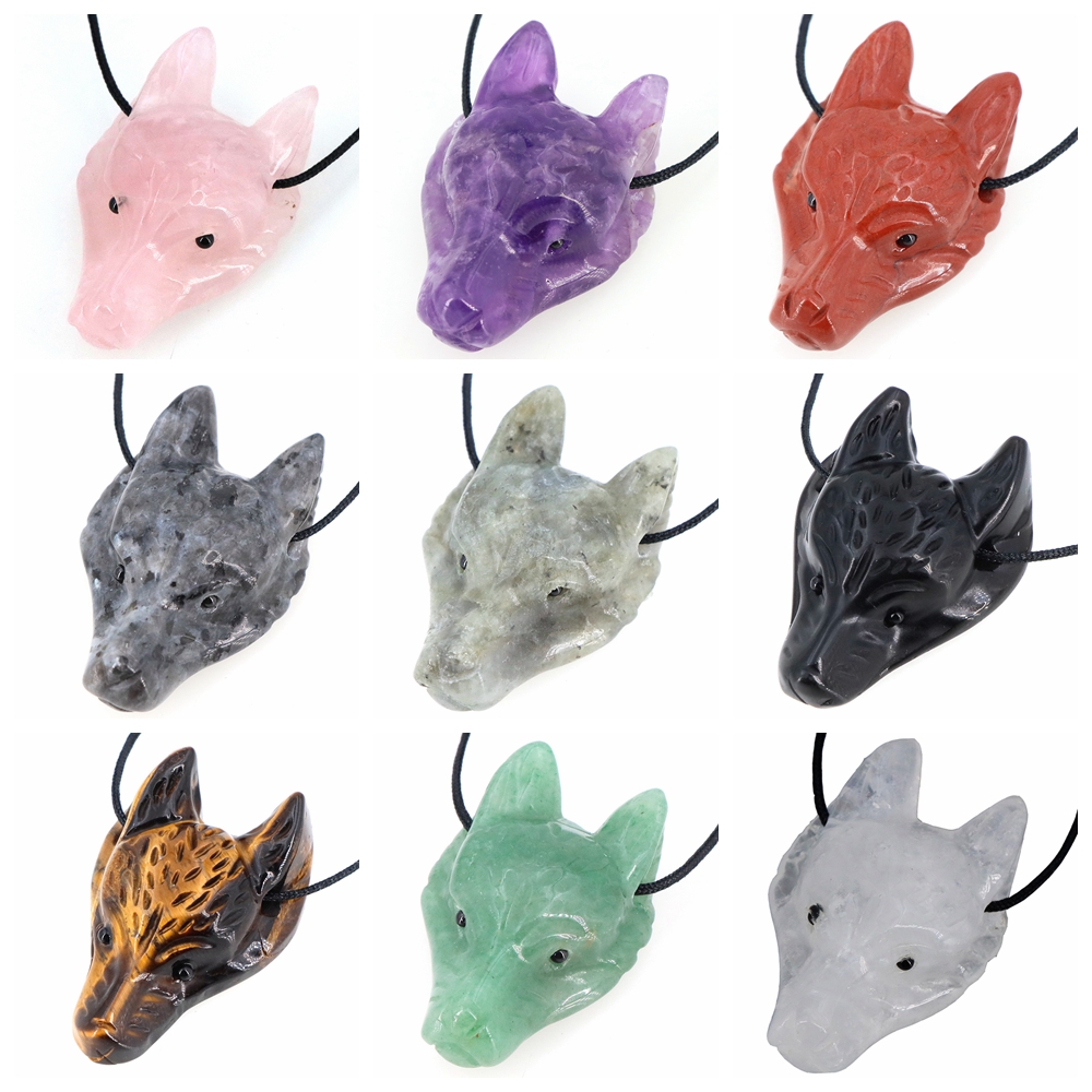 40mm Wolf Head Stone Pendant N - огляд і ціна Jewelry Making Gemstones