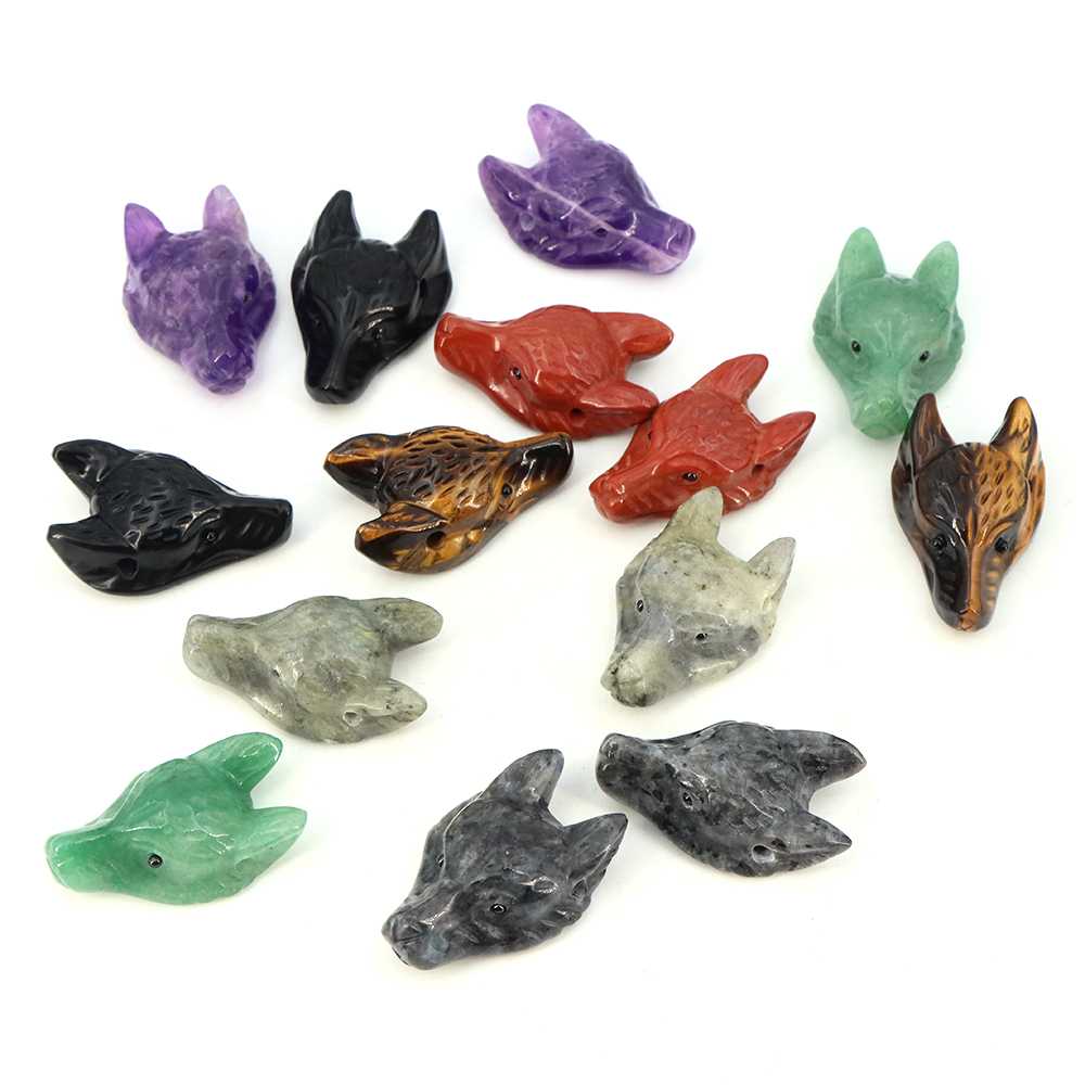 40mm Wolf Head Stone Pendant N - огляд і ціна Jewelry Making Gemstones