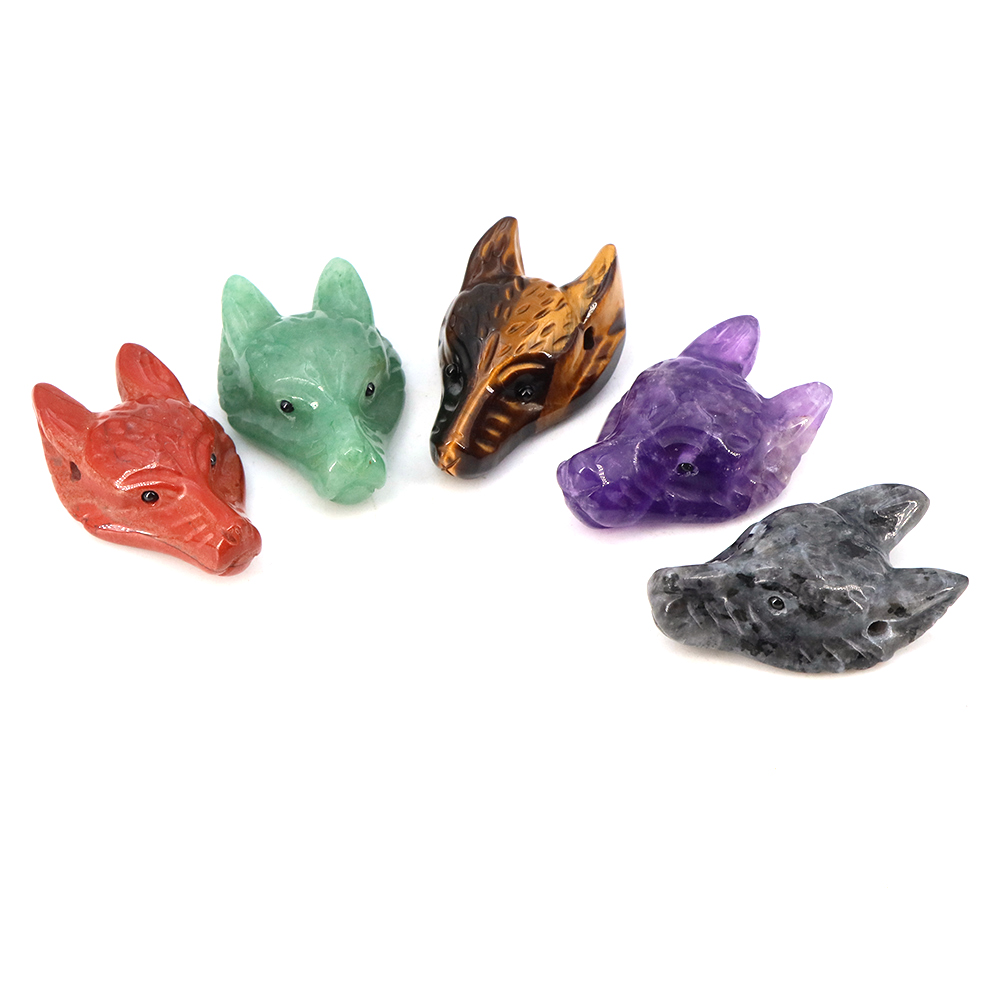 40mm Wolf Head Stone Pendant N - огляд і ціна Jewelry Making Gemstones